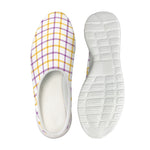 Yellow And Purple Tattersall Print Mesh Casual Shoes