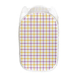 Yellow And Purple Tattersall Print Mesh Laundry Hamper