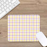 Yellow And Purple Tattersall Print Mouse Pad