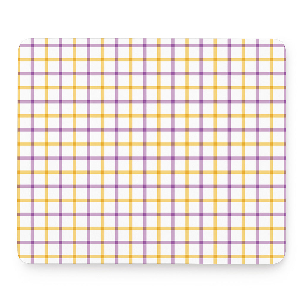 Yellow And Purple Tattersall Print Mouse Pad