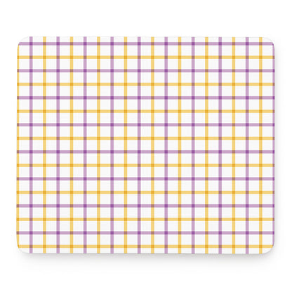 Yellow And Purple Tattersall Print Mouse Pad