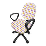 Yellow And Purple Tattersall Print Office Chair Cover
