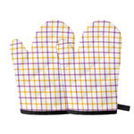 Yellow And Purple Tattersall Print Oven Mitts
