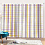 Yellow And Purple Tattersall Print Pencil Pleat Curtains