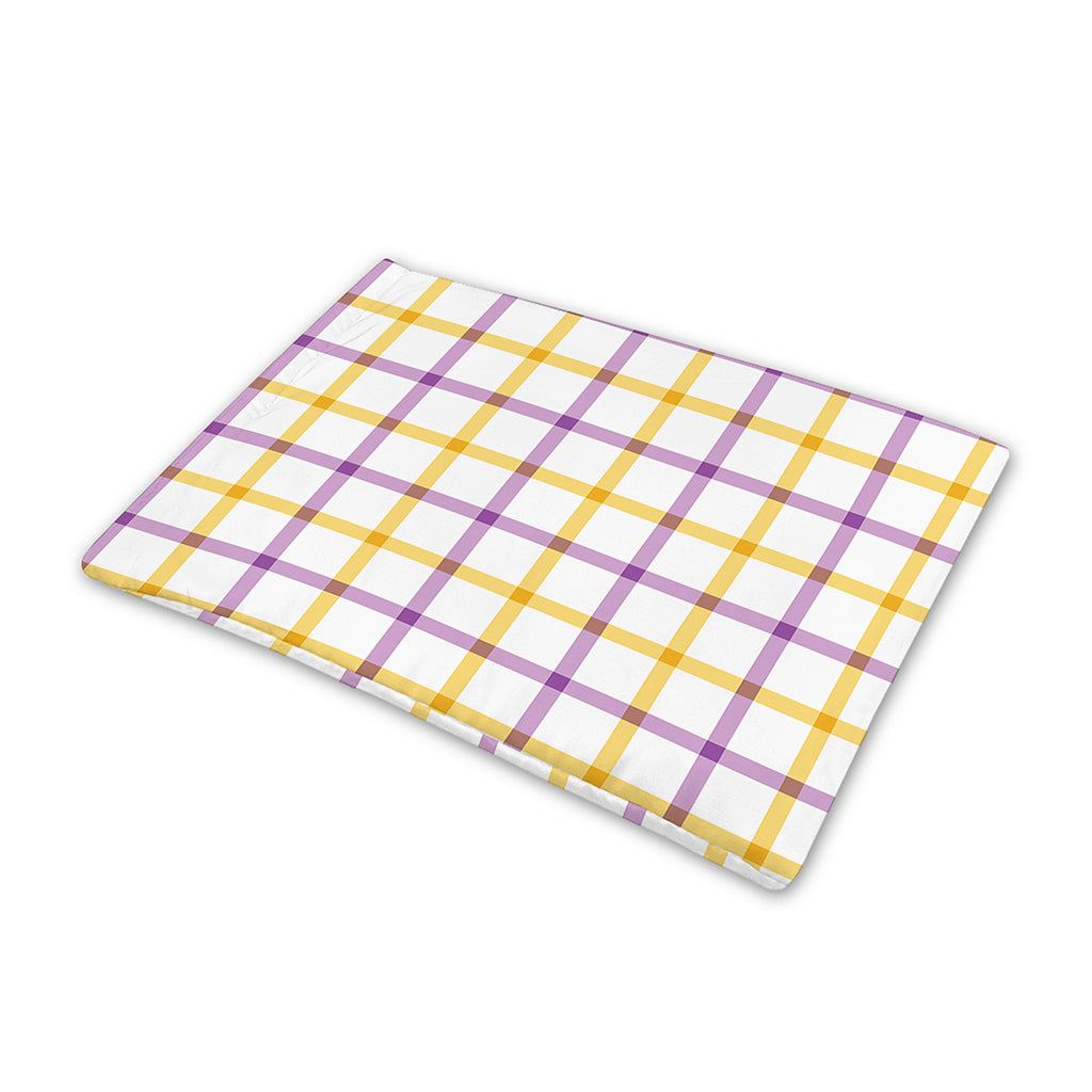 Yellow And Purple Tattersall Print Pet Cooling Mat Cover