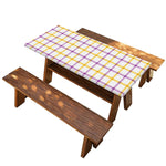 Yellow And Purple Tattersall Print Picnic Table Cover