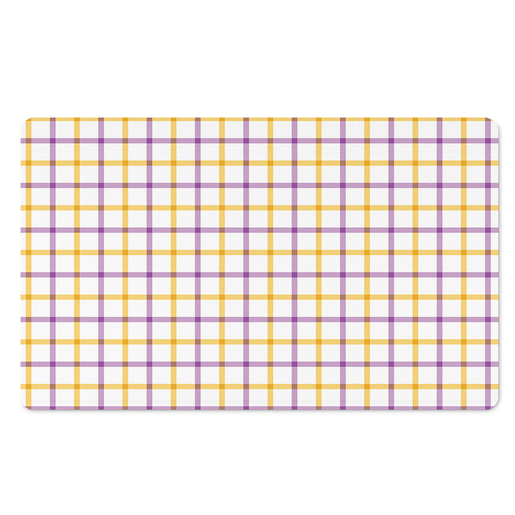 Yellow And Purple Tattersall Print Polyester Doormat