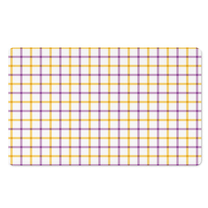 Yellow And Purple Tattersall Print Polyester Doormat