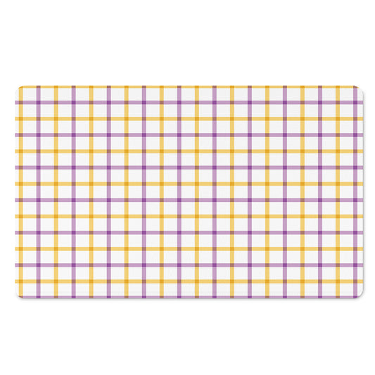 Yellow And Purple Tattersall Print Polyester Doormat