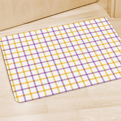 Yellow And Purple Tattersall Print Polyester Doormat