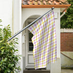 Yellow And Purple Tattersall Print Polyester Flag