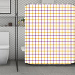 Yellow And Purple Tattersall Print Polyester Shower Curtain