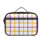 Yellow And Purple Tattersall Print Portable Lunch Bag