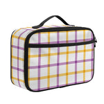 Yellow And Purple Tattersall Print Portable Lunch Bag