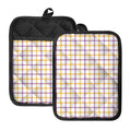 Yellow And Purple Tattersall Print Pot Holders With Pocket