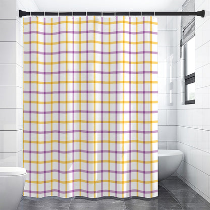 Yellow And Purple Tattersall Print Premium Shower Curtain