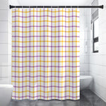 Yellow And Purple Tattersall Print Premium Shower Curtain