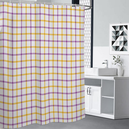 Yellow And Purple Tattersall Print Premium Shower Curtain