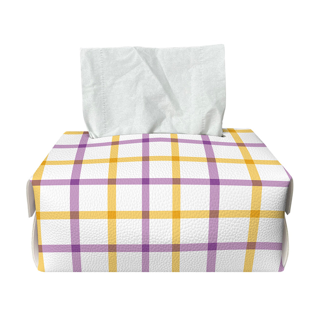 Yellow And Purple Tattersall Print Rectangle Tissue Box Cover