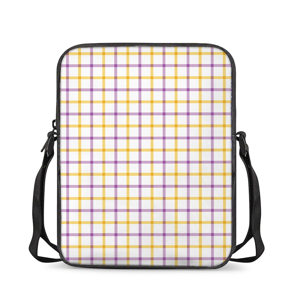 Yellow And Purple Tattersall Print Rectangular Crossbody Bag