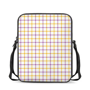 Yellow And Purple Tattersall Print Rectangular Crossbody Bag