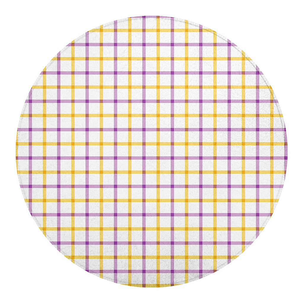 Yellow And Purple Tattersall Print Round Blanket