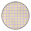 Yellow And Purple Tattersall Print Round Floor Mat