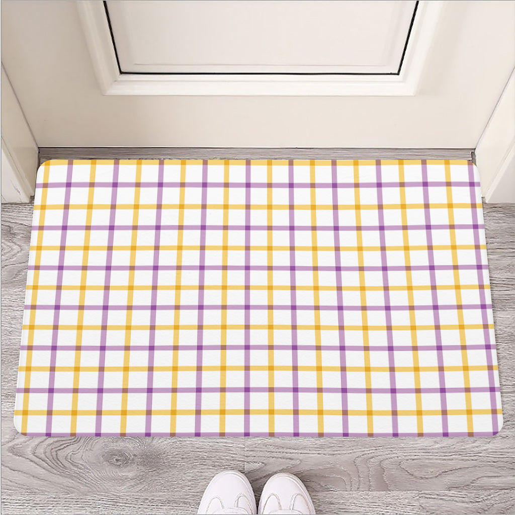 Yellow And Purple Tattersall Print Rubber Doormat