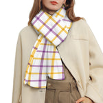 Yellow And Purple Tattersall Print Scarf