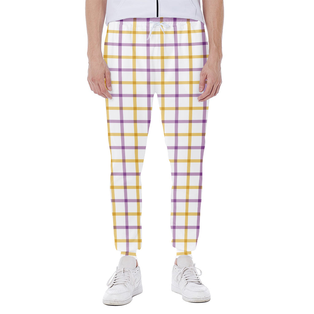 Yellow And Purple Tattersall Print Scuba Joggers