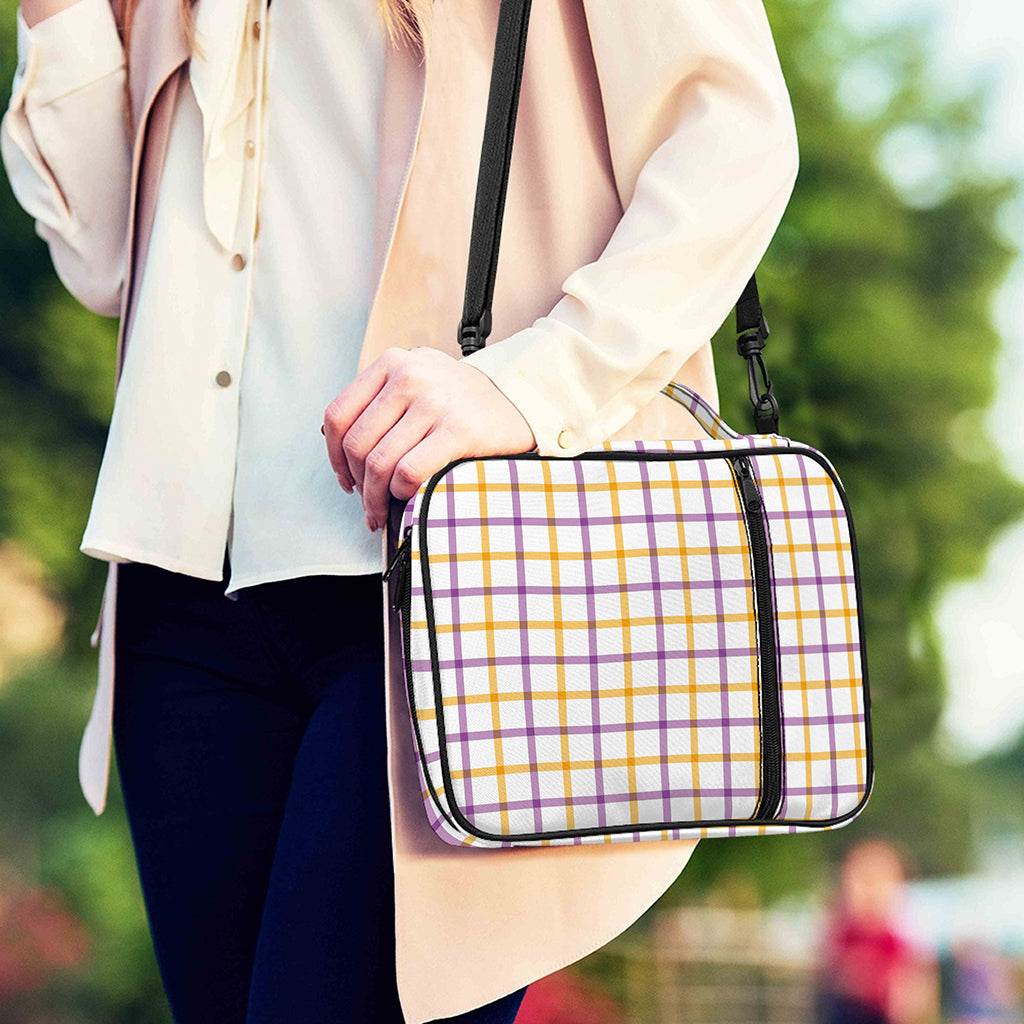 Yellow And Purple Tattersall Print Shoulder Strap Bible Bag