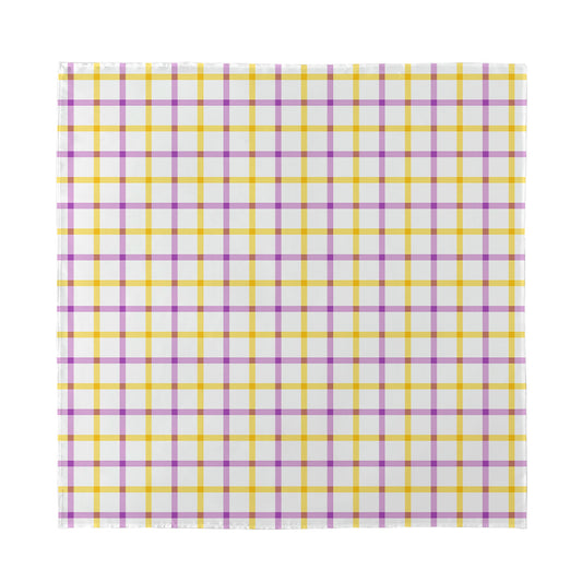 Yellow And Purple Tattersall Print Silk Bandana