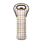Yellow And Purple Tattersall Print Single Neoprene Wine Tote