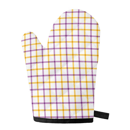 Yellow And Purple Tattersall Print Single Oven Mitt