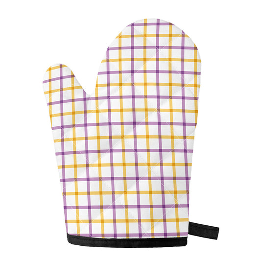 Yellow And Purple Tattersall Print Single Oven Mitt