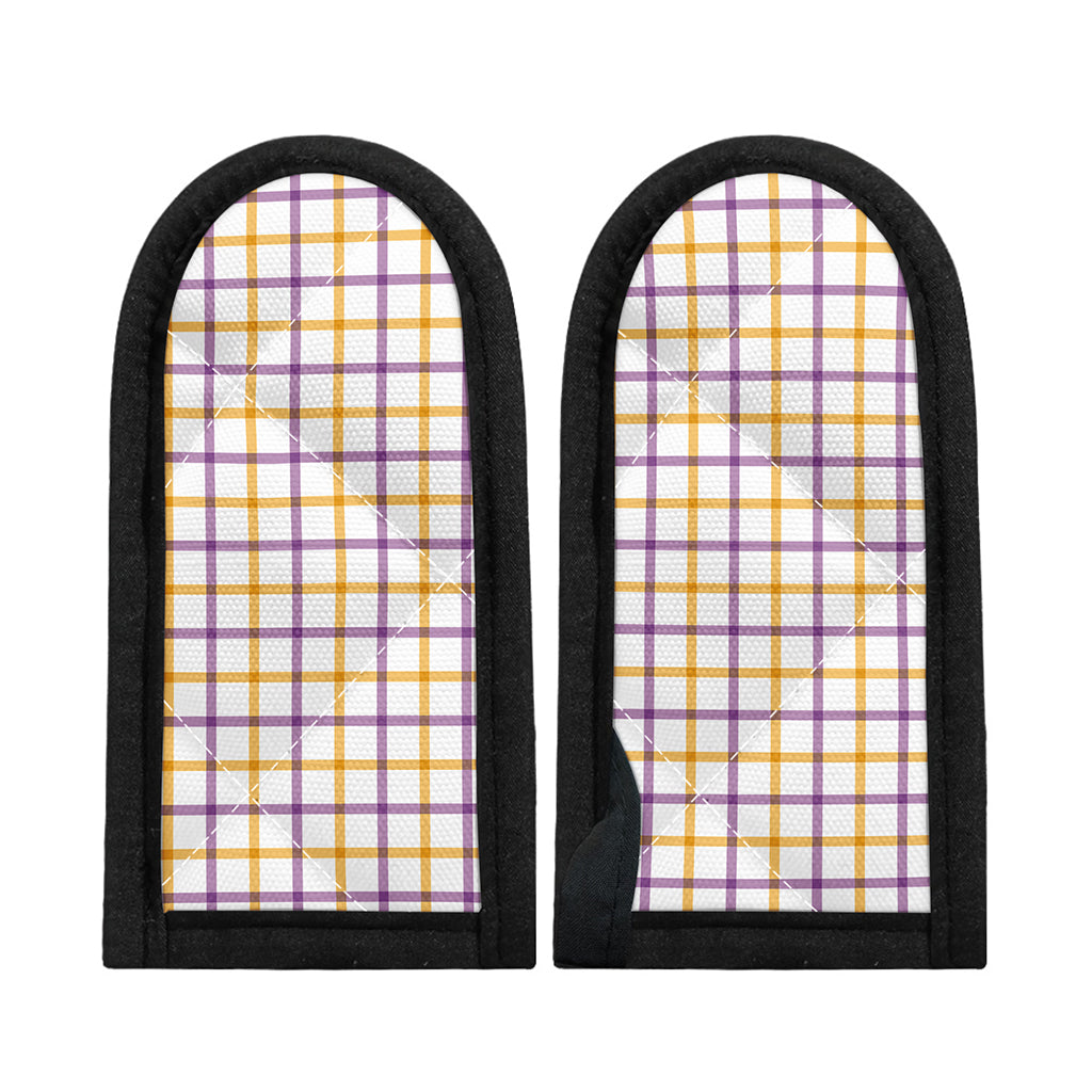 Yellow And Purple Tattersall Print Skillet Handle Cover