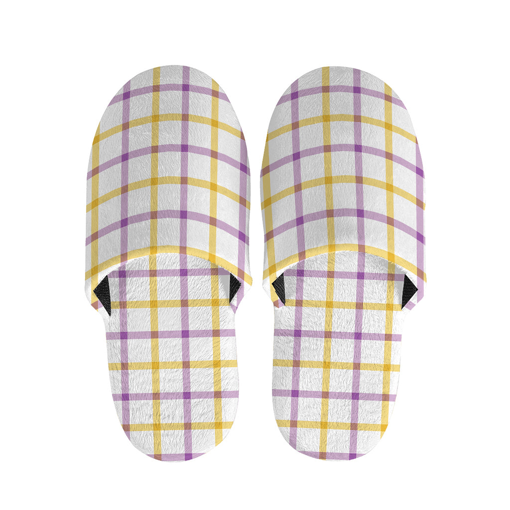 Yellow And Purple Tattersall Print Slippers