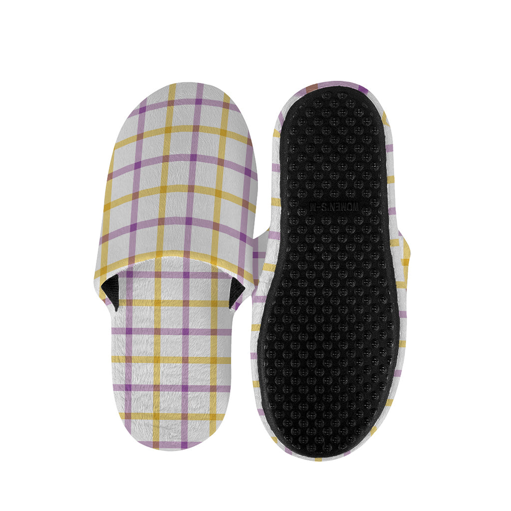 Yellow And Purple Tattersall Print Slippers