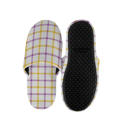 Yellow And Purple Tattersall Print Slippers