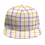 Yellow And Purple Tattersall Print Snapback Cap