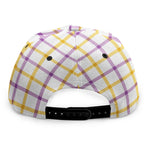 Yellow And Purple Tattersall Print Snapback Cap