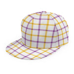Yellow And Purple Tattersall Print Snapback Cap