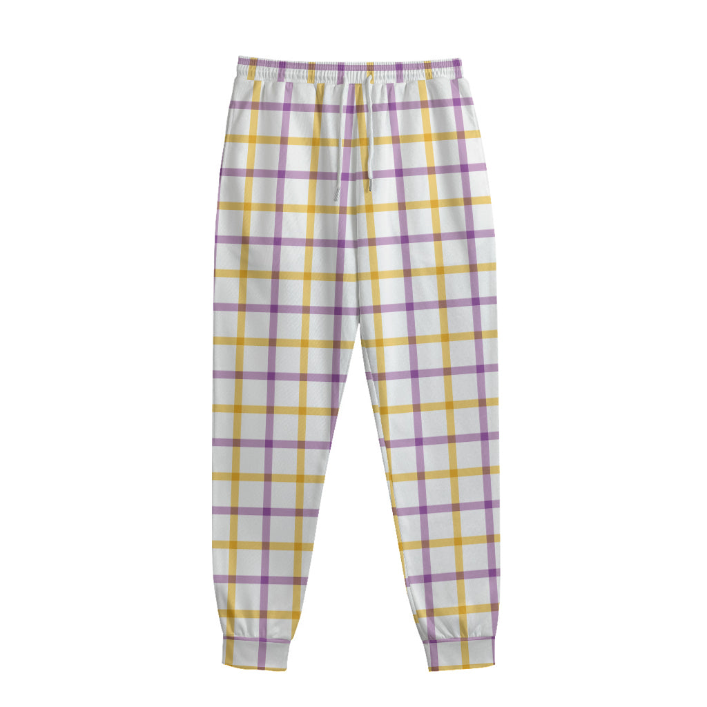 Yellow And Purple Tattersall Print Sweatpants