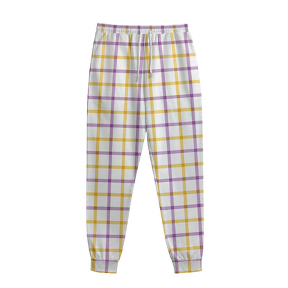 Yellow And Purple Tattersall Print Sweatpants