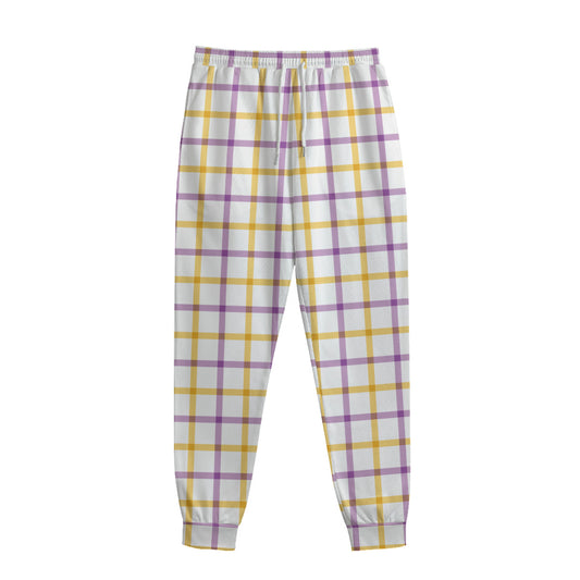 Yellow And Purple Tattersall Print Sweatpants