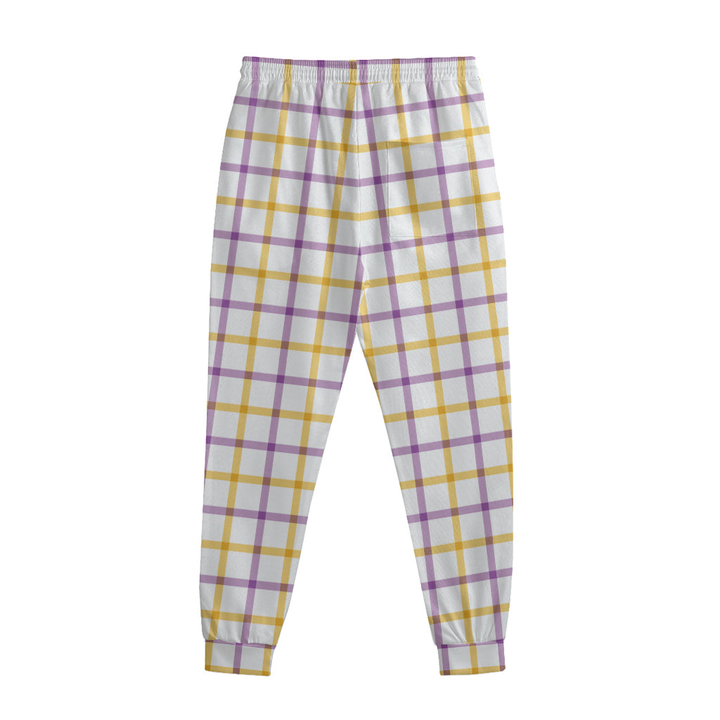 Yellow And Purple Tattersall Print Sweatpants