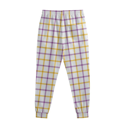 Yellow And Purple Tattersall Print Sweatpants