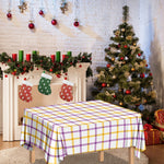Yellow And Purple Tattersall Print Tablecloth
