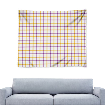 Yellow And Purple Tattersall Print Tapestry