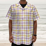 Yellow And Purple Tattersall Print Textured Short Sleeve Shirt